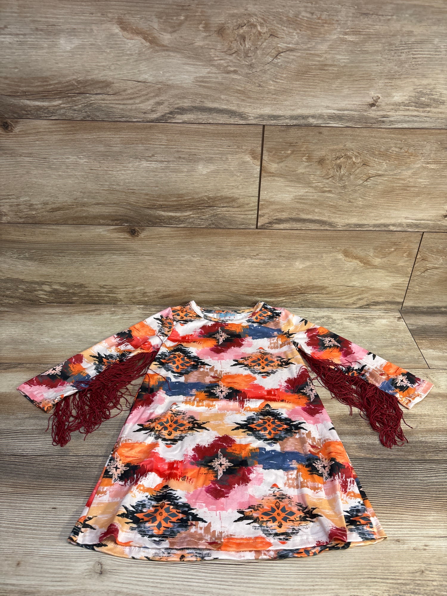 Shea Baby Aztec Fringe Dress Orange sz 3T