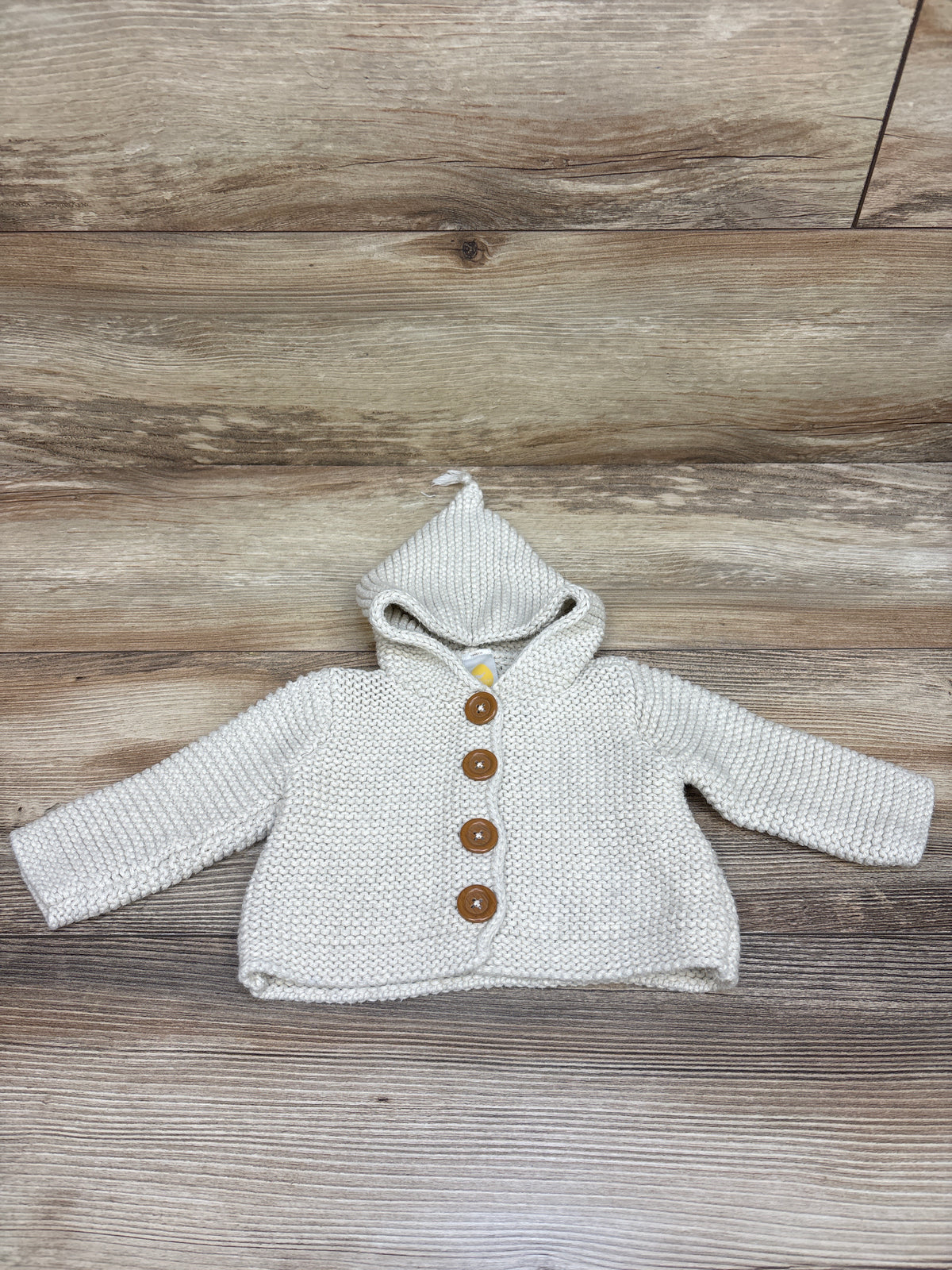 Stem Knit Button-Up Hooded Cardigan Tan sz 3m