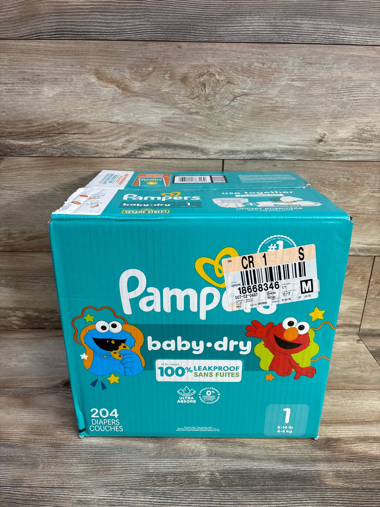 NEW Box of Pampers Baby Dry Diapers Pack 204ct Size 1