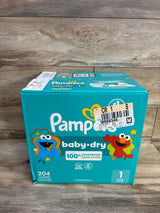 NEW Box of Pampers Baby Dry Diapers Pack 204ct Size 1