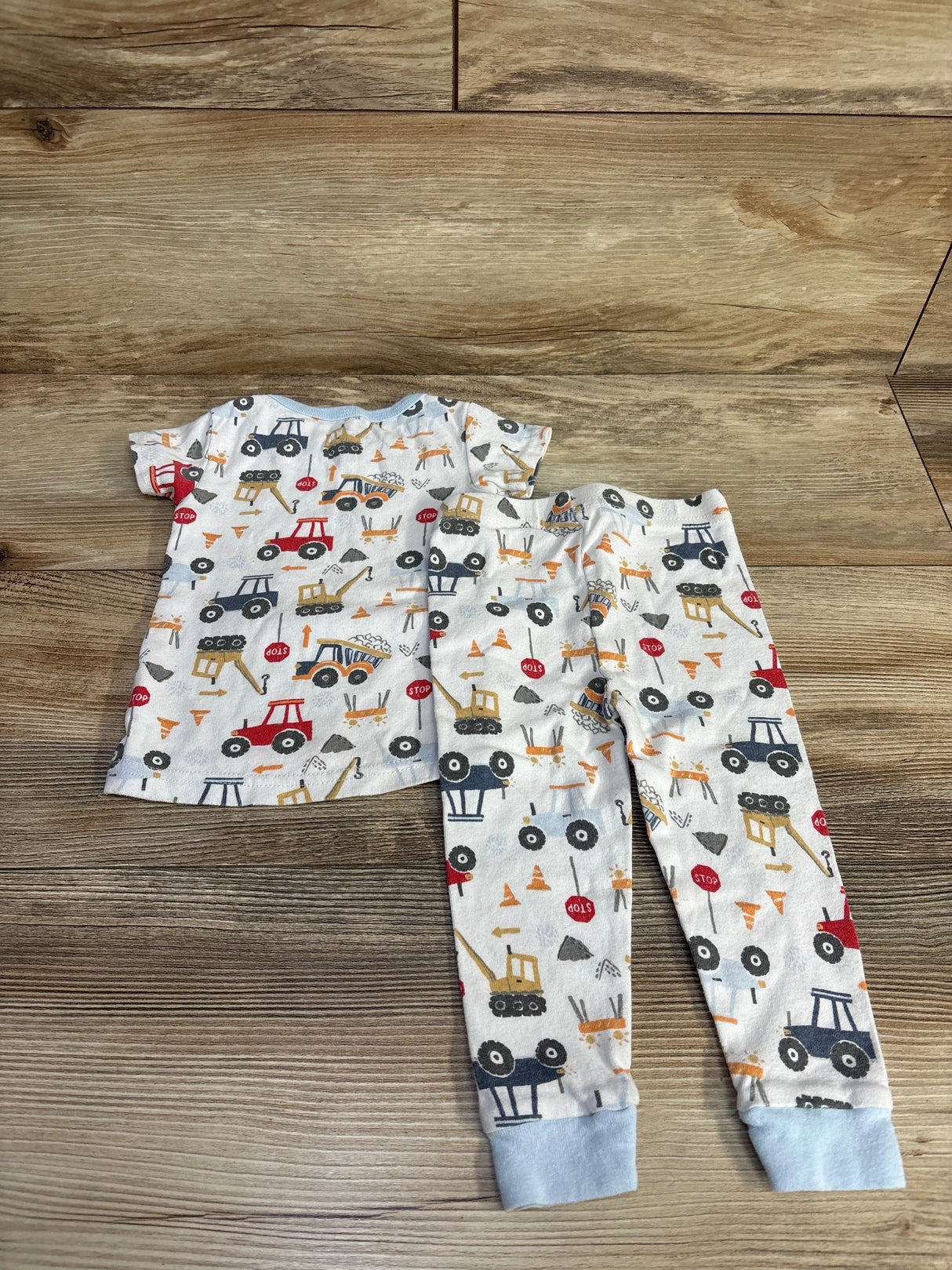 Chick Pea 2pc Construction Pajama Set White sz 12m - Me n Mommy To Be