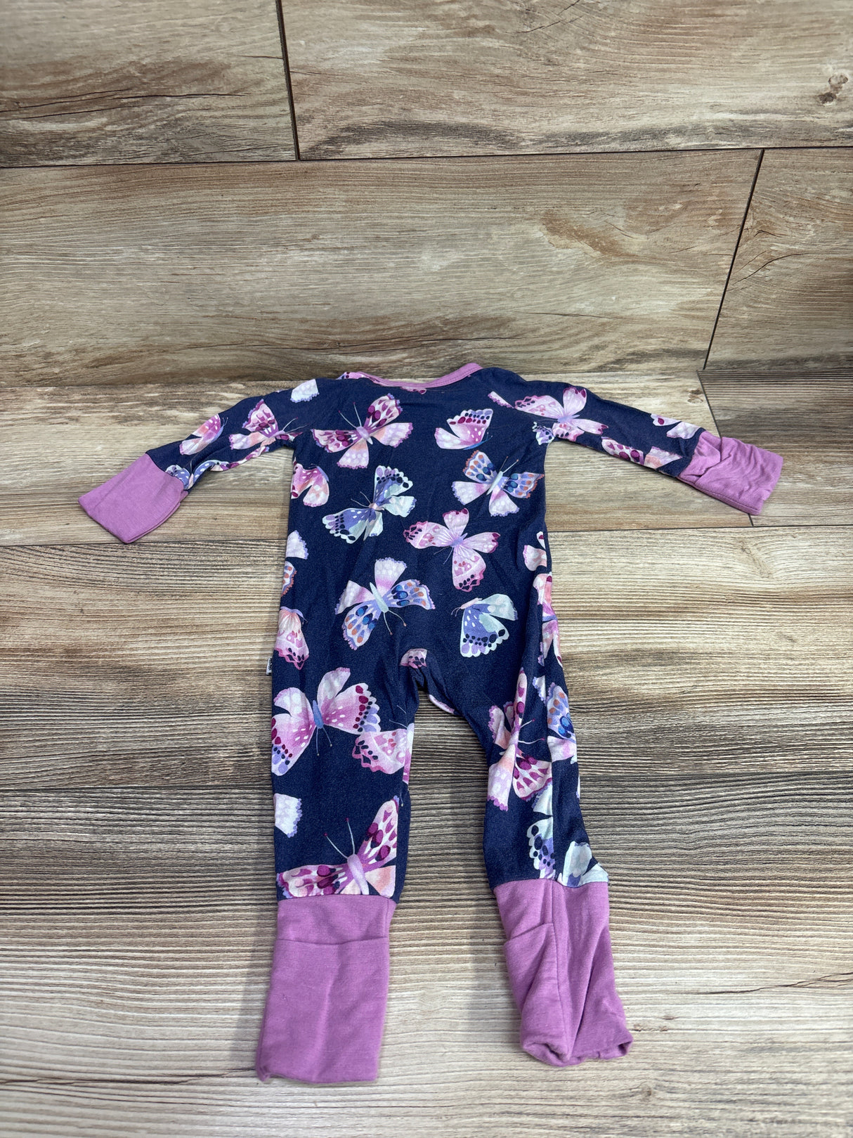 Little Sleepies Royal Butterflies Bamboo Convertible Sleeper Blue sz Newborn