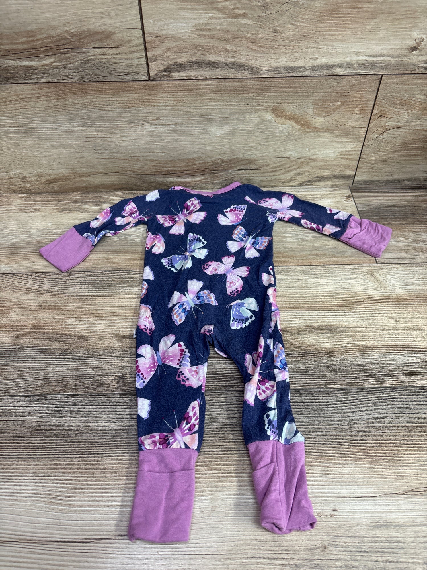 Little Sleepies Royal Butterflies Bamboo Convertible Sleeper Blue sz Newborn