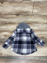 NEW Oshkosh Hooded Flannel Black/Grey Shirt sz 3T