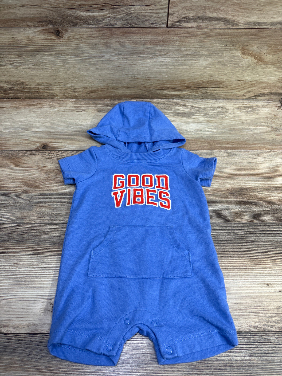 Carter's Hooded Good Vibes Shortie Romper Blue sz 12m