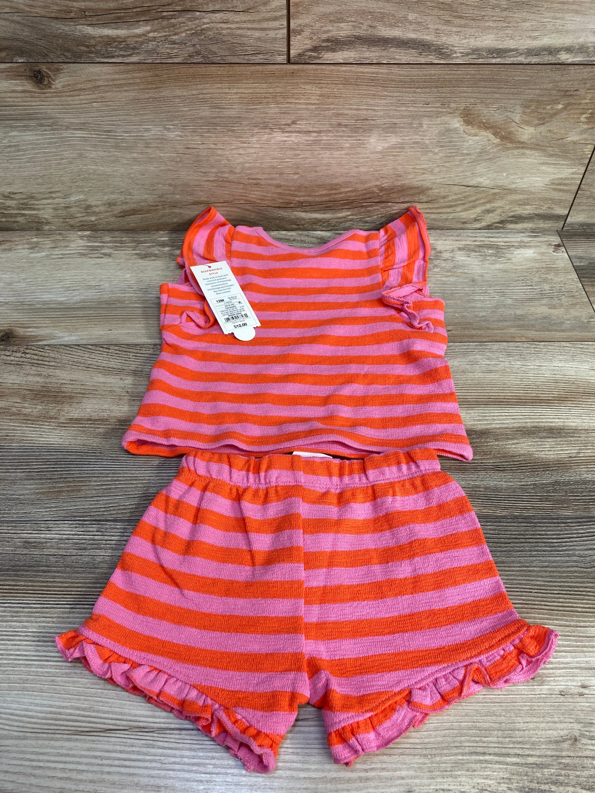 NEW Cat & Jack 2pc Striped Set Pink sz 12m