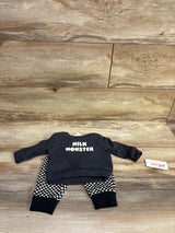 NEW Cat & Jack 2pc Milk Monster Sweatshirt & Joggers Charcoal sz 0-3m