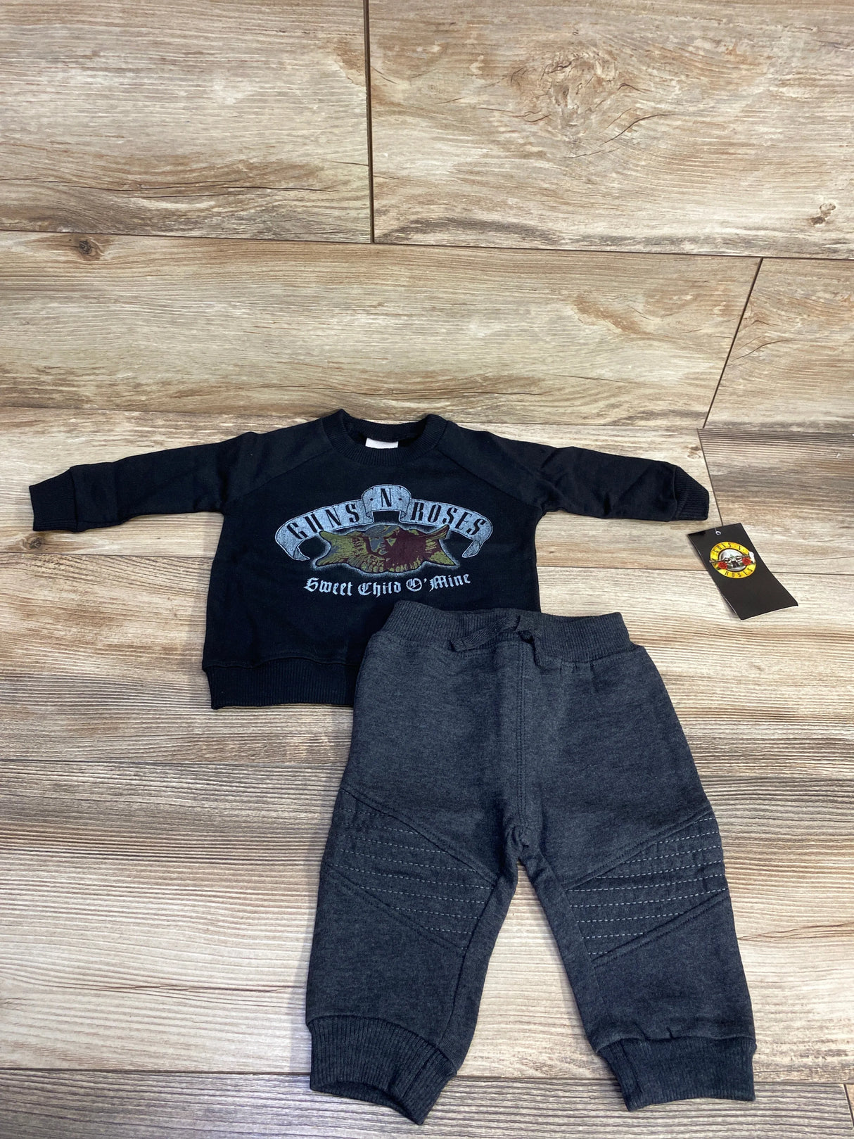 NEW Guns & Roses 2pc Sweatshirt & Joggers Set Black sz 0-3m