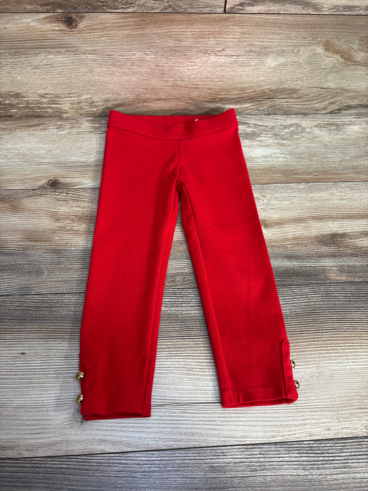 Janie & Jack Button Cuff Ponte Pant Bradbury Red sz 3T