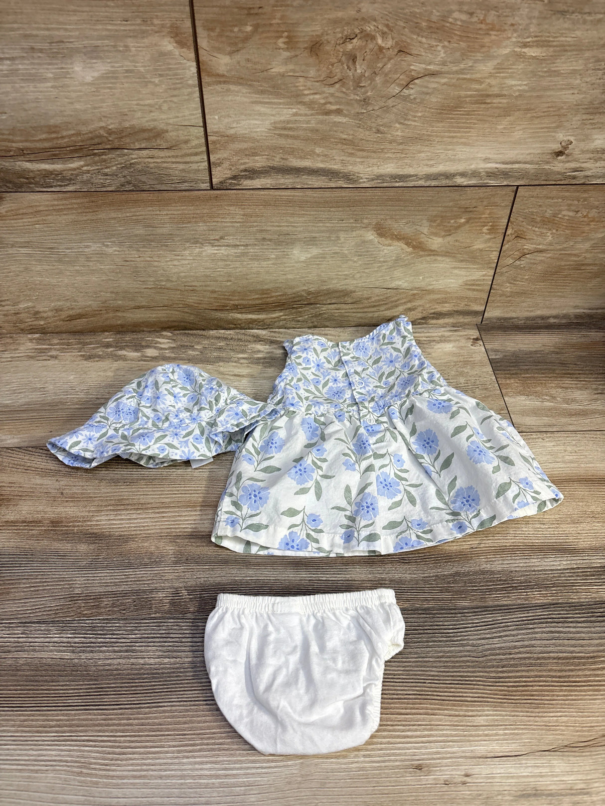 Just One You 3pc Floral Dress + Bloomers + Sunhat White sz Newborn - Me n Mommy To Be