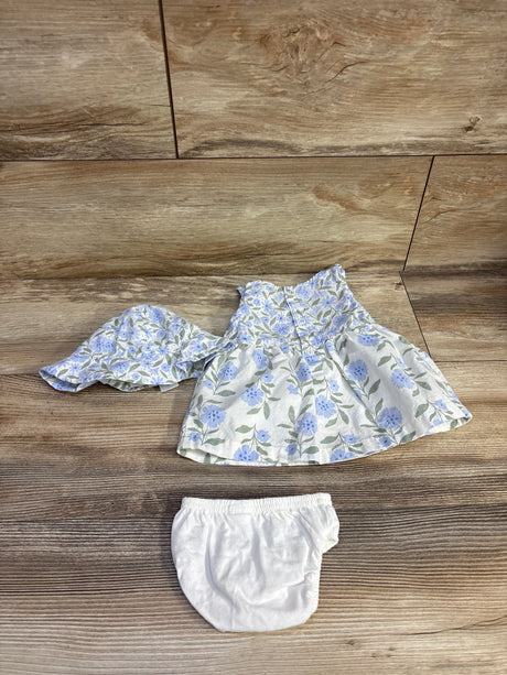 Just One You 3pc Floral Dress + Bloomers + Sunhat White sz Newborn - Me n Mommy To Be