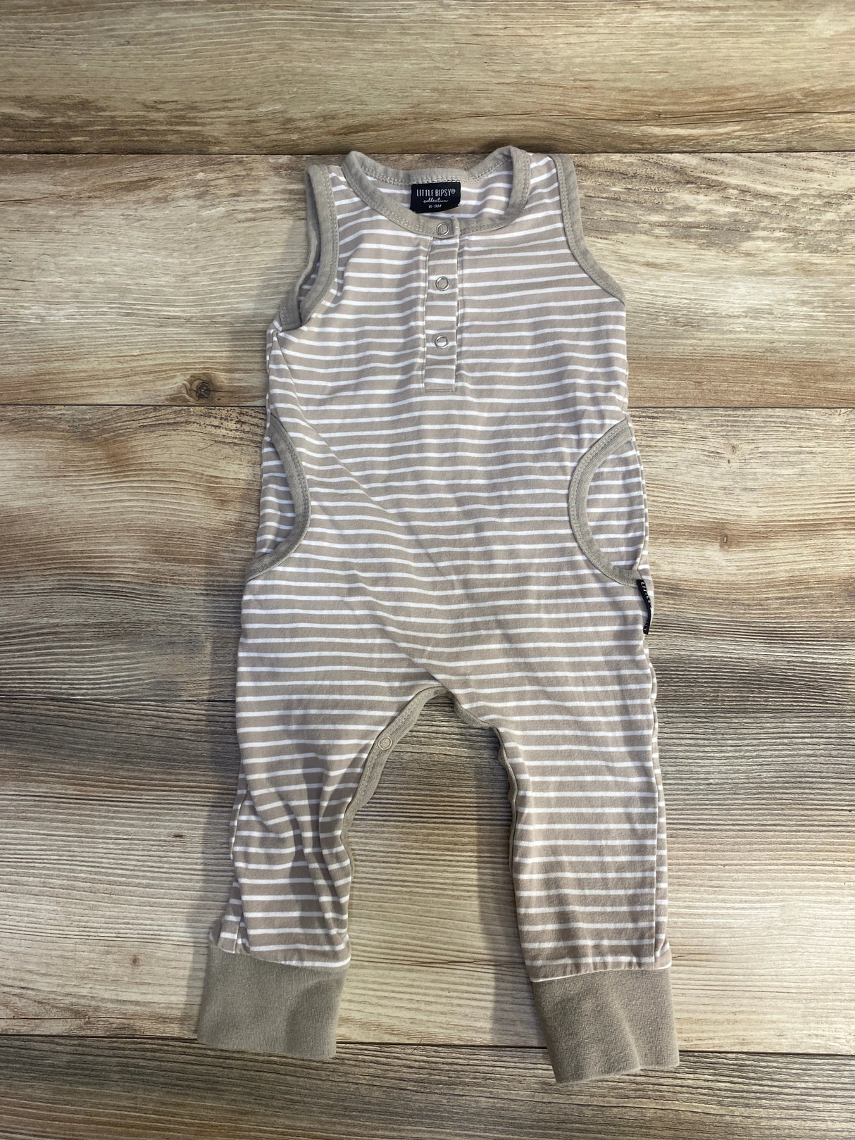 Little Bipsey Striped Tank Romper Tan sz 6-9m - Me n Mommy To Be