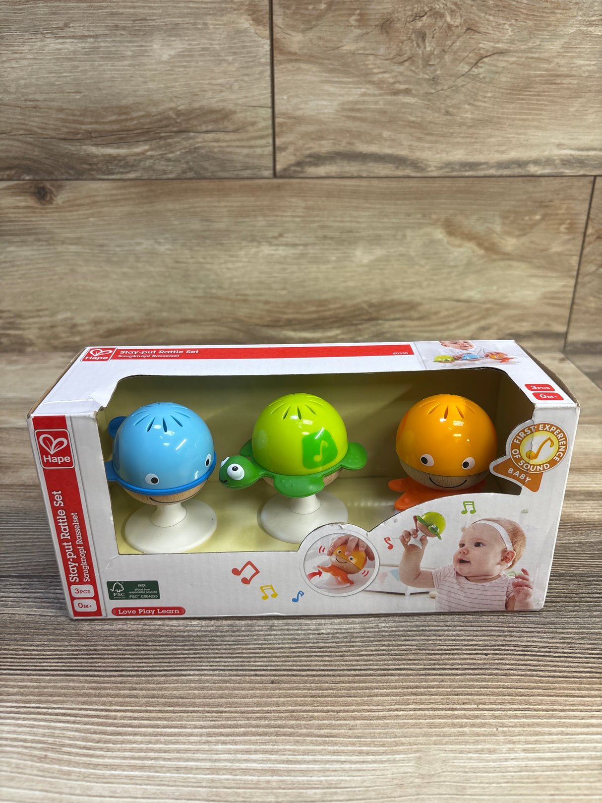 NEW Hape Stay-Put Rattle Set 3pc