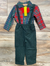 NEW Shein Gentleman Tartan Shirt And Corduroy Overalls 2pc Set sz 12-18m - Me n Mommy To Be