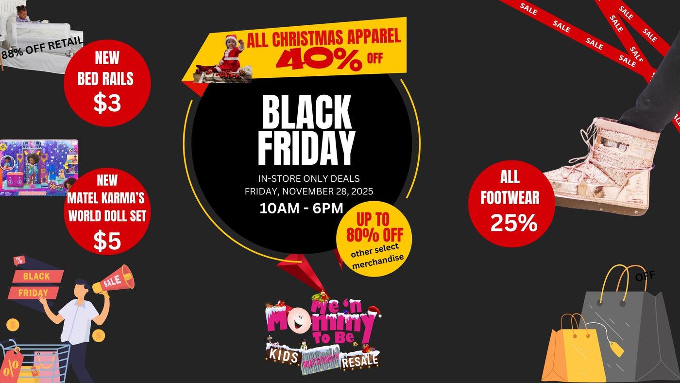 Black Friday sale flyer with various discounts and promotional items on a dark background