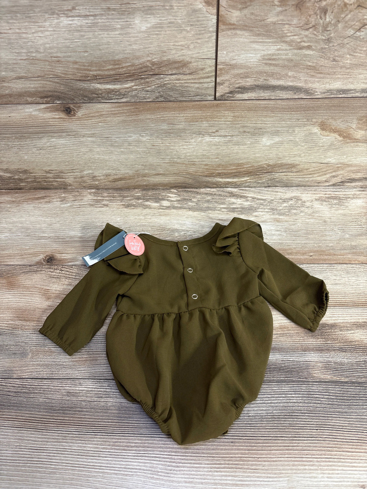 NEW Bailey's Blossoms Ruffle Bubble Romper Olive Green sz 0-3m