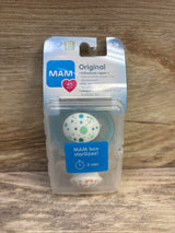 NEW MAM Original 2pk Pacifiers, Blue/Clear 6-16m