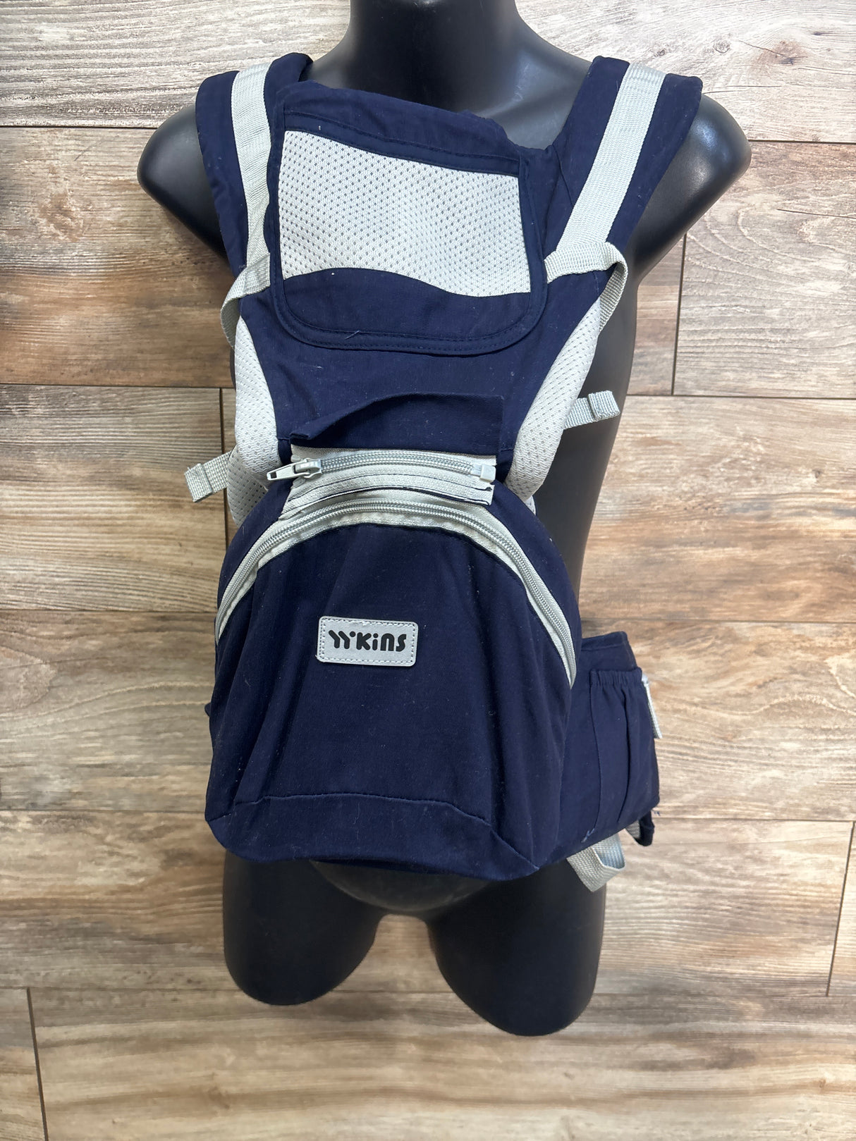 YYKINS 2-in-1 Baby Carrier with Hip Seat Navy 8-44lbs
