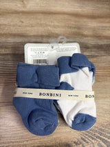 NEW Bonbini 6pk Organic Cuff Socks Blue sz 0-6m
