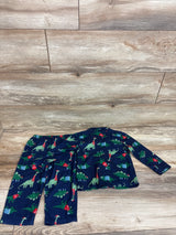 Just One You 2pc Coat Style Christmas Dino Pajama Set Blue sz 2T