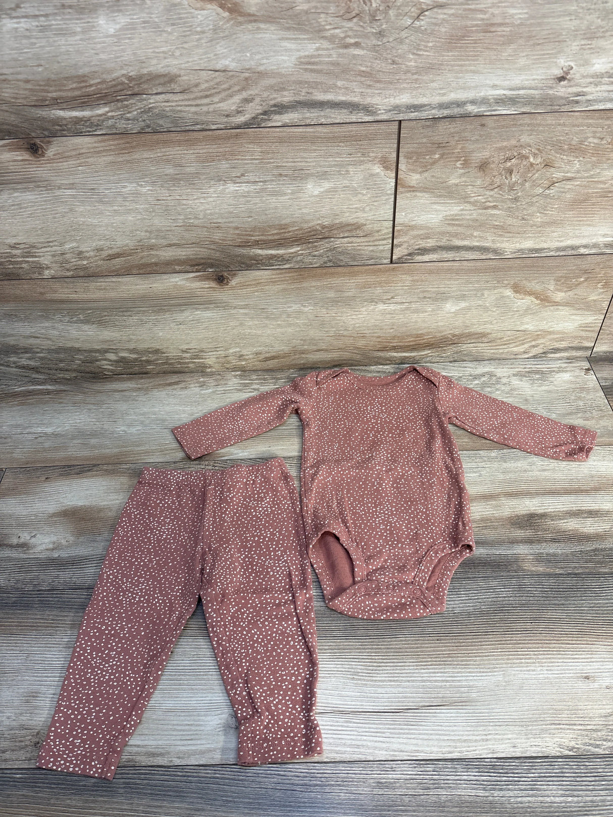 Just One You 2pc Spotted Bodysuit & Pants Set Brown sz 12m