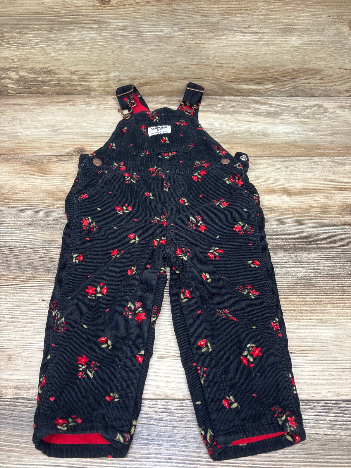 Oshkosh Floral Corduroy Overalls Black sz 12m