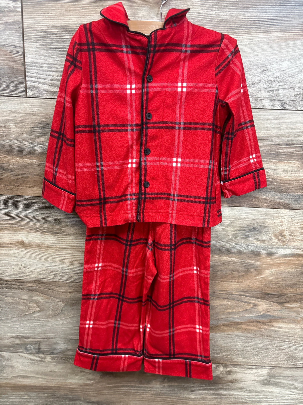Wondershop 2pc Plaid Coat Style Pajama Set Red sz 18m
