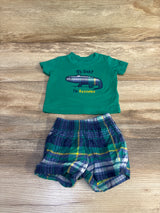 Carter's 2pc Oh Snap Im Awesome Shirt & Shorts Set Green sz Newborn