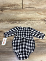 NEW Cat & Jack Buffalo Plaid Bubble Romper Black sz 0-3m