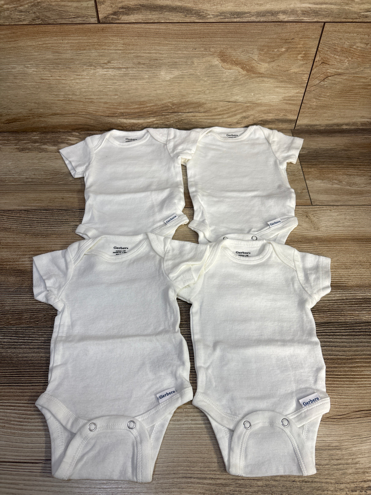 Gerber 4pk Bodysuit Set White sz Newborn