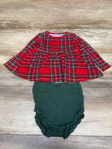 Posh P Bamboo Plaid Shirt & Bummie Set Red sz 12-18m