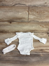 2pc The Baby Who Stole Christmas Ribbed Bodysuit Set Ivory sz 6-9m