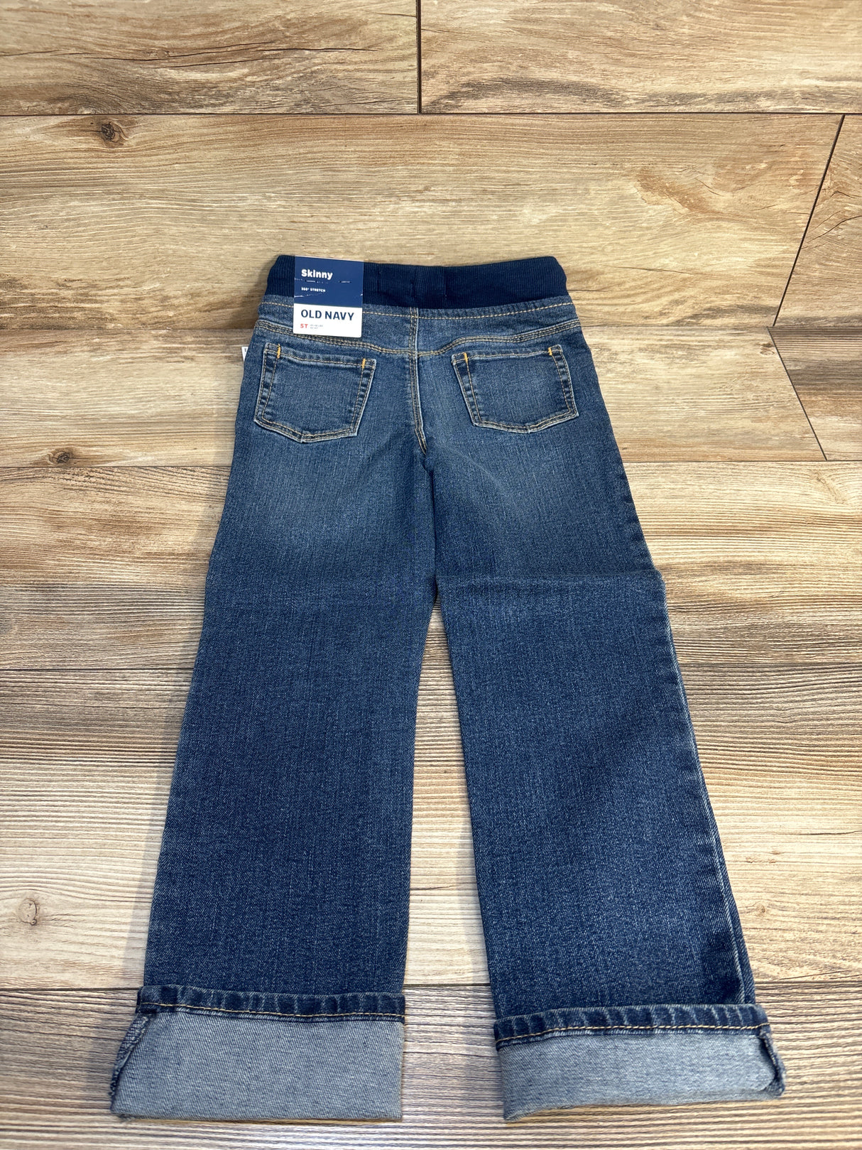 NEW Old Navy Rib-Knit Distressed Skinny Jeans Medium Blue sz 5T