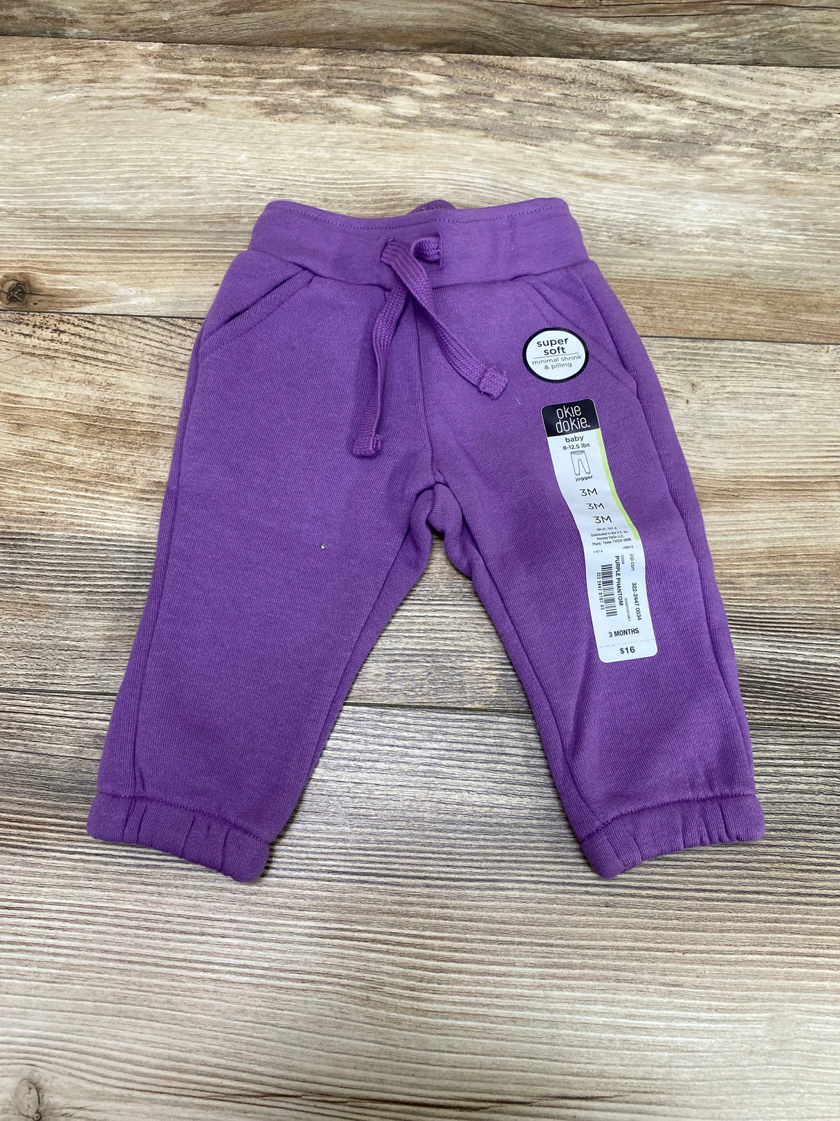 NEW Okie Dokie Purple Phantom Jogger Pant sz 3m