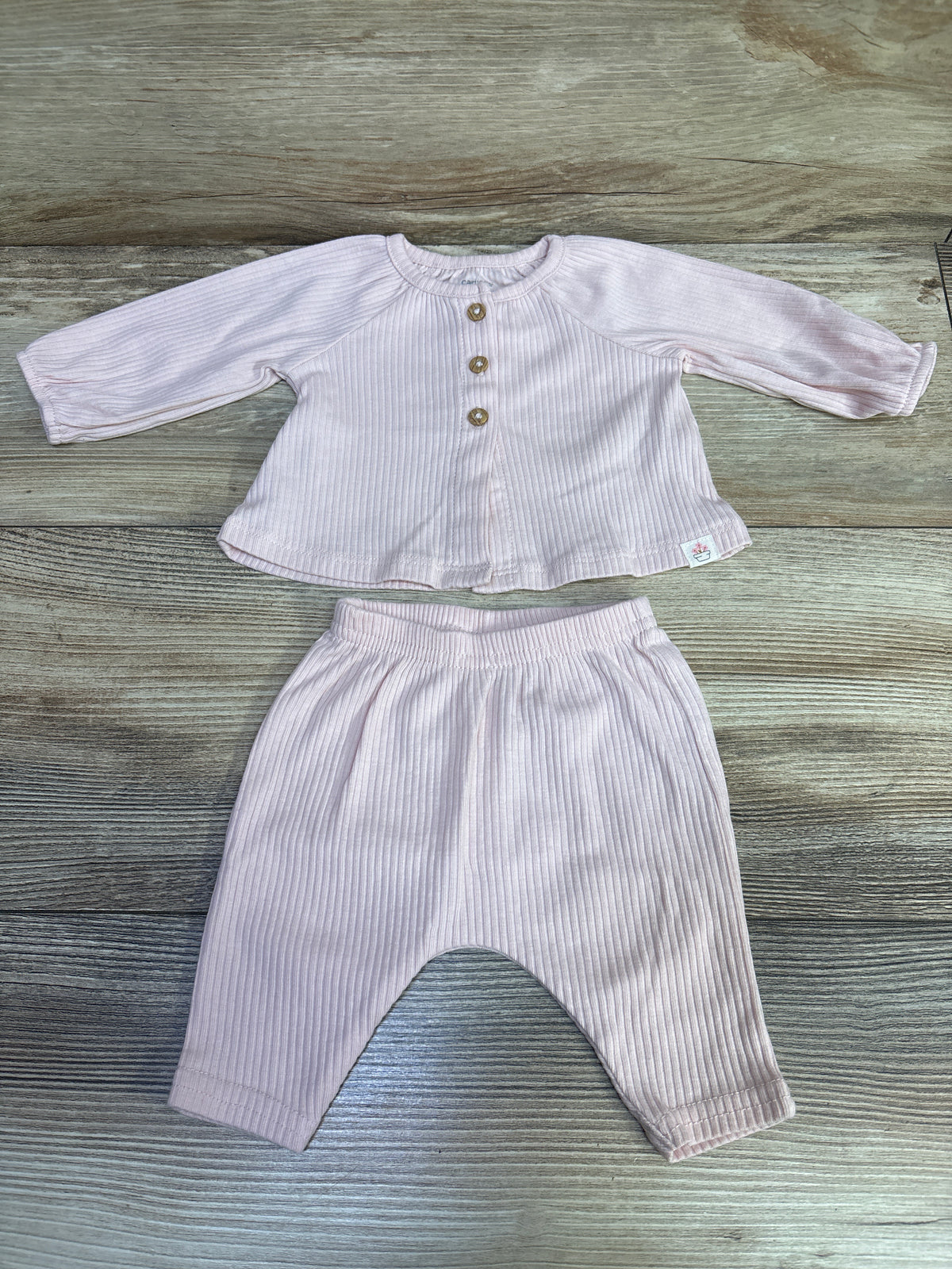 Carter's 2pc Ribbed Long Sleeve Top & Pants Set Pink sz Newborn