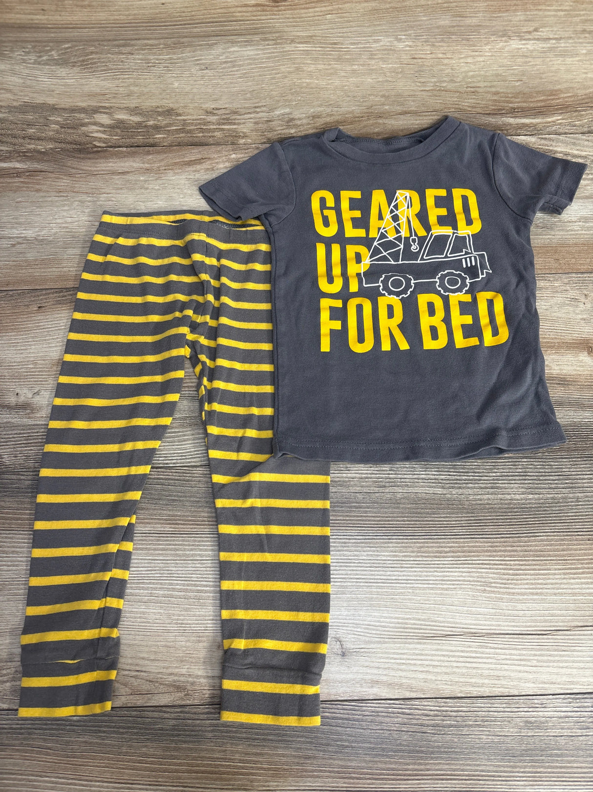 Simple Joys 2pc Geared Up Pajama Set Grey sz 4T