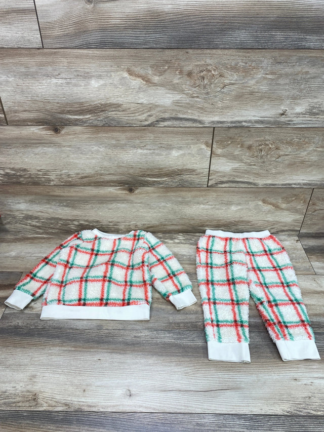 Cat & Jack 2pc Plaid Sherpa Sweatshirt & Pants Cream sz 18m - Me n Mommy To Be