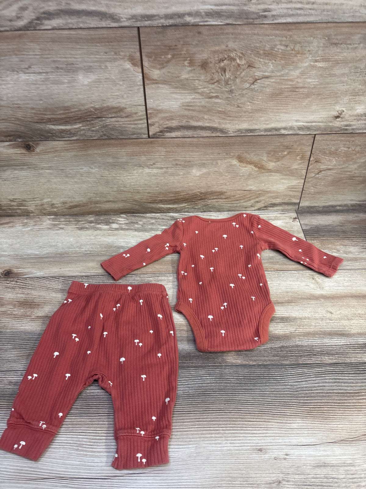 Cloud Island 2pc Ribbed Bodysuit & Pants Set Rust sz 0-3m