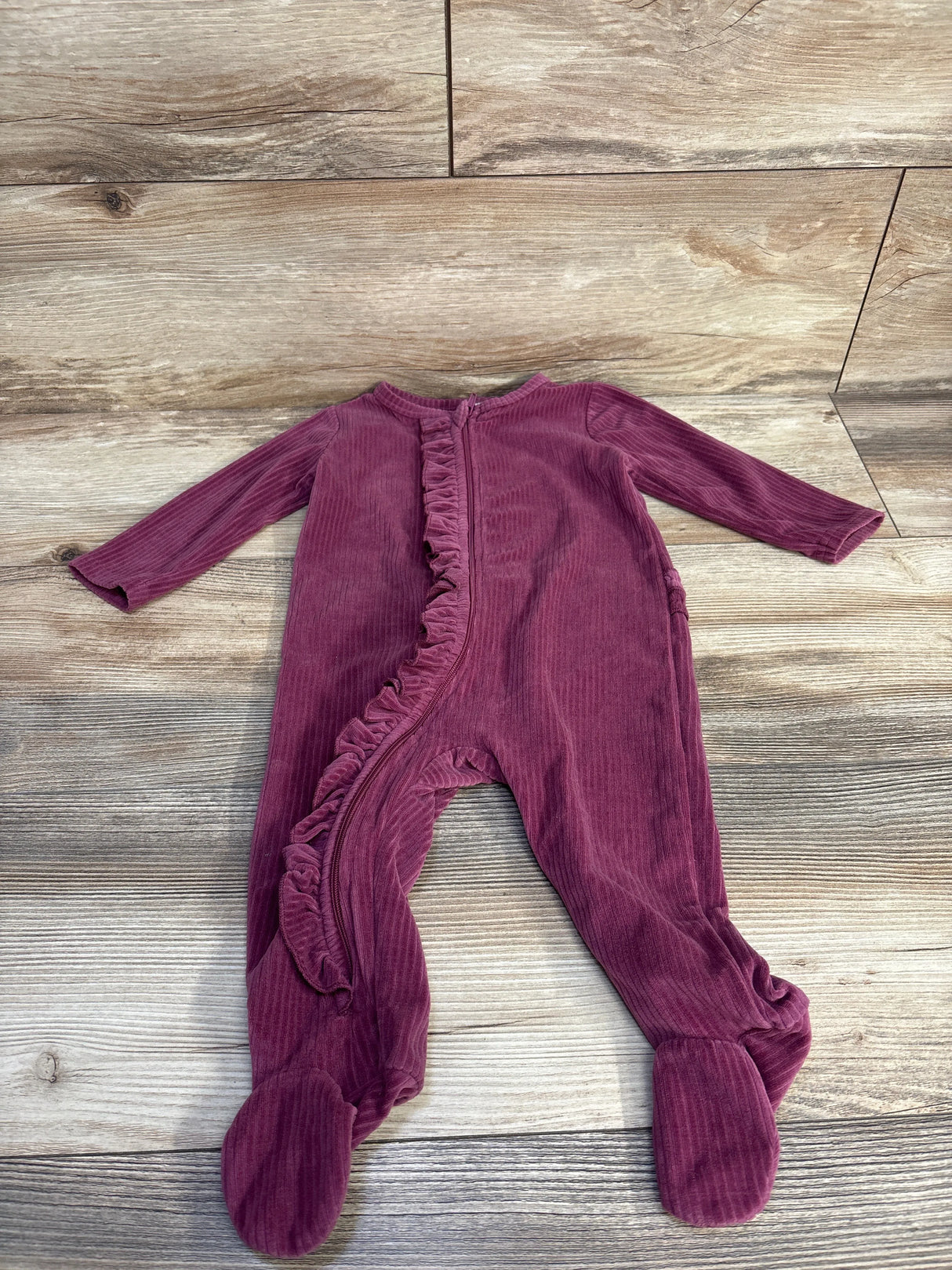 Koala Baby Ribbed Ruffled Sleeper Burgundy sz 6-9m