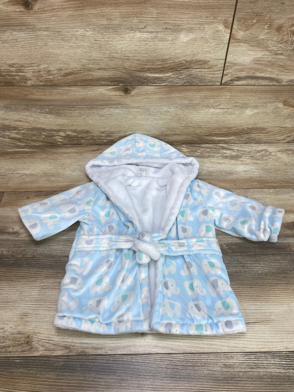 Elephant Print Hooded Robe Blue sz 0-9m