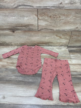 Rabbit + Bear Organic 2pc Pointelle Knit Bodysuit & Pants Set Pink sz 6-9m