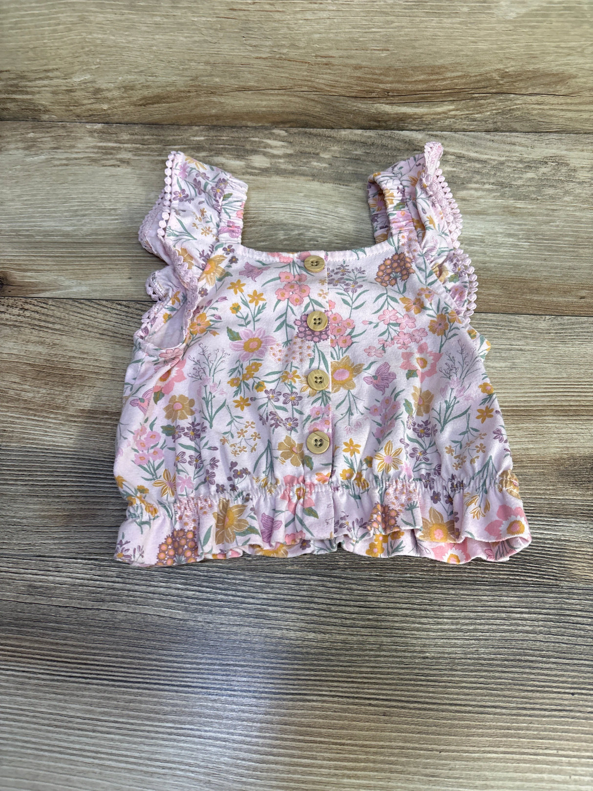 Kids Headquarters Floral Button Front Top Pink sz 3T