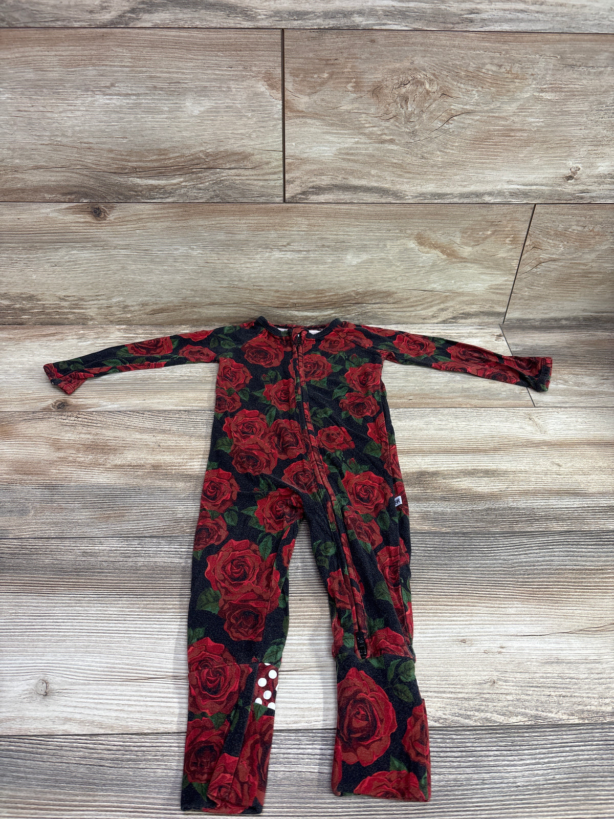 Bums & Roses Bamboo Rose Footie Sleeper Black sz 9-12m