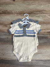NEW Mario Lopez 3pk Waffle Knit Polo Bodysuit Set Cream sz 3-6m