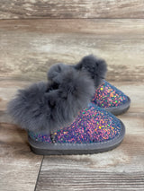 Glitter Faux Fur Ankle Boots Grey sz 5c