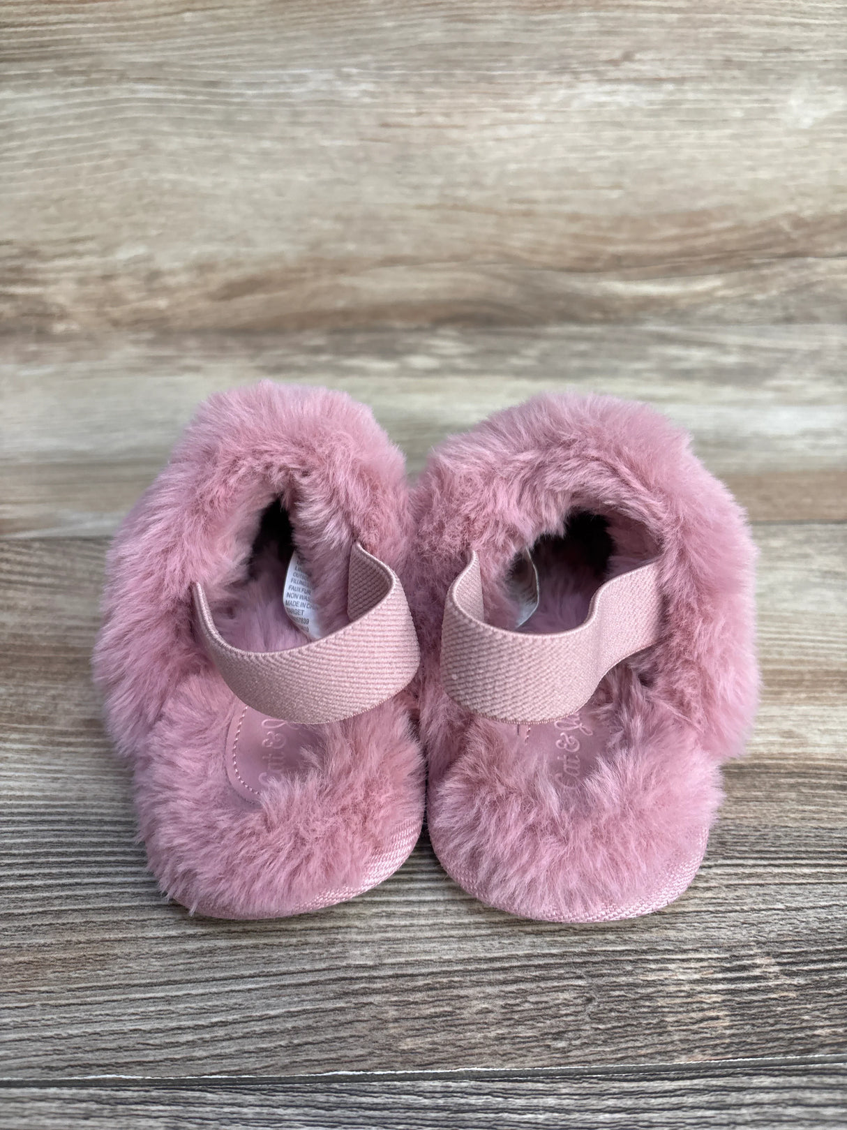 Cat & Jack Faux Fur Slippers Pink sz 9/10c