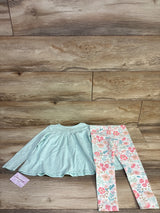 NEW Tommy Bahama 2pc Embroidered Long Sleeve Top & Leggings Set Aqua sz 4T