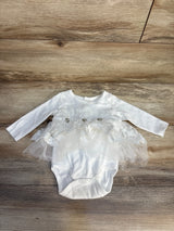 White infant long sleeve bodysuit with lace and tulle skirt, baby girl special occasion outfit