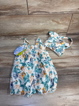 NEW Bluey 2pc Gauze Romper & Hat Set In Ivory sz 6-9m