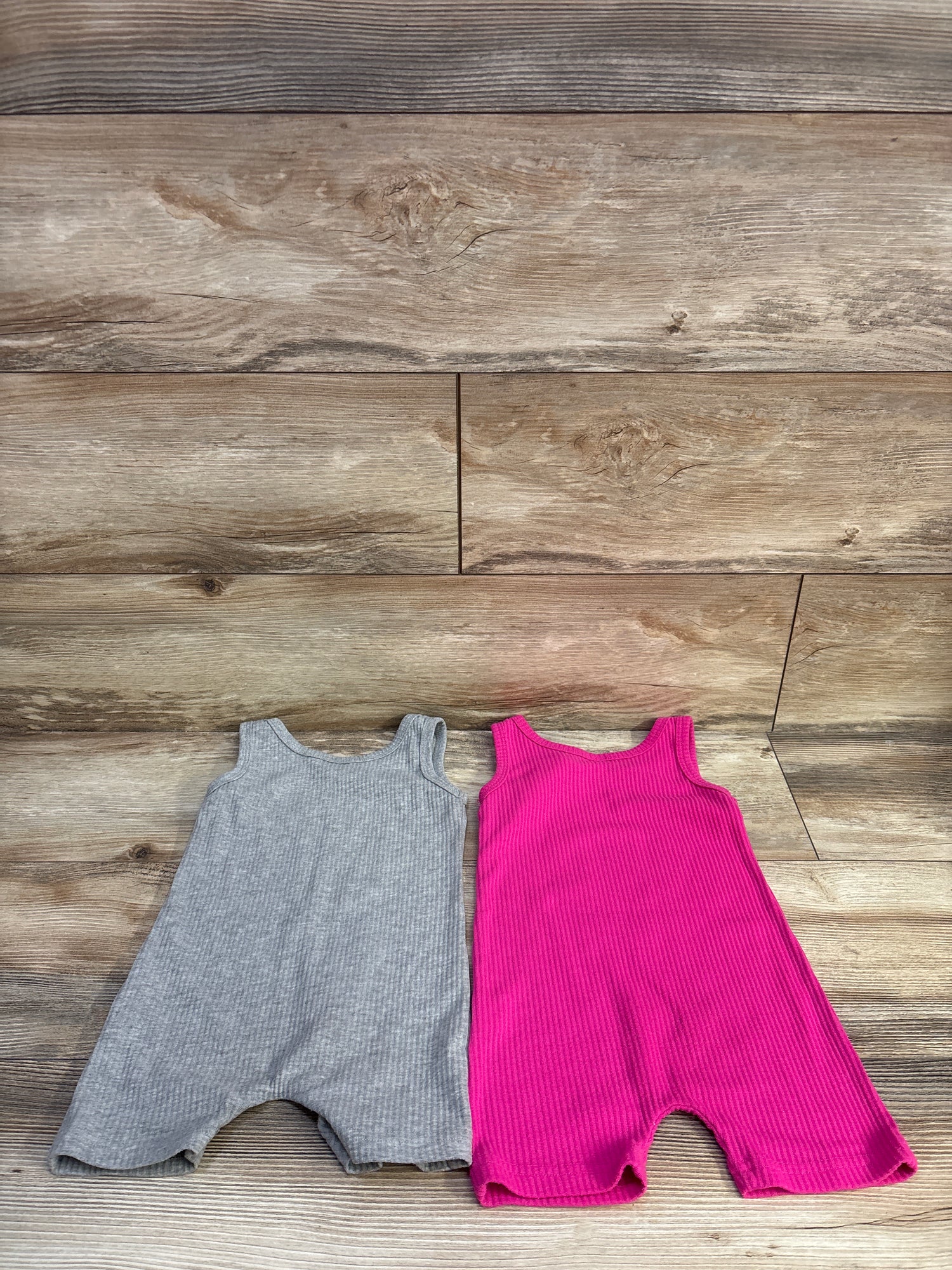 Shein 2pk Ribbed Tank Shortie Romper Pink sz 12-18m